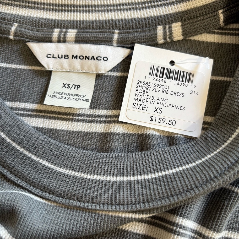 Club Monaco Gray Striped Midi Dress XS /TP - Picture 5 of 6